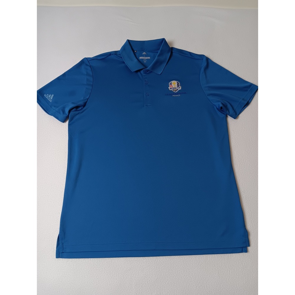 Adidas Golf Mens 2018 Ryder Cup Le Golf National France Polo Shirt Blue Large